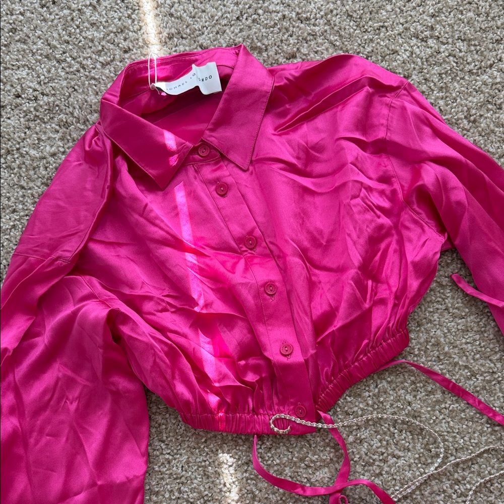 Michael Lo Sordo Fuchsia Silk-Satin Maxi Skirt - Picture 2 of 3